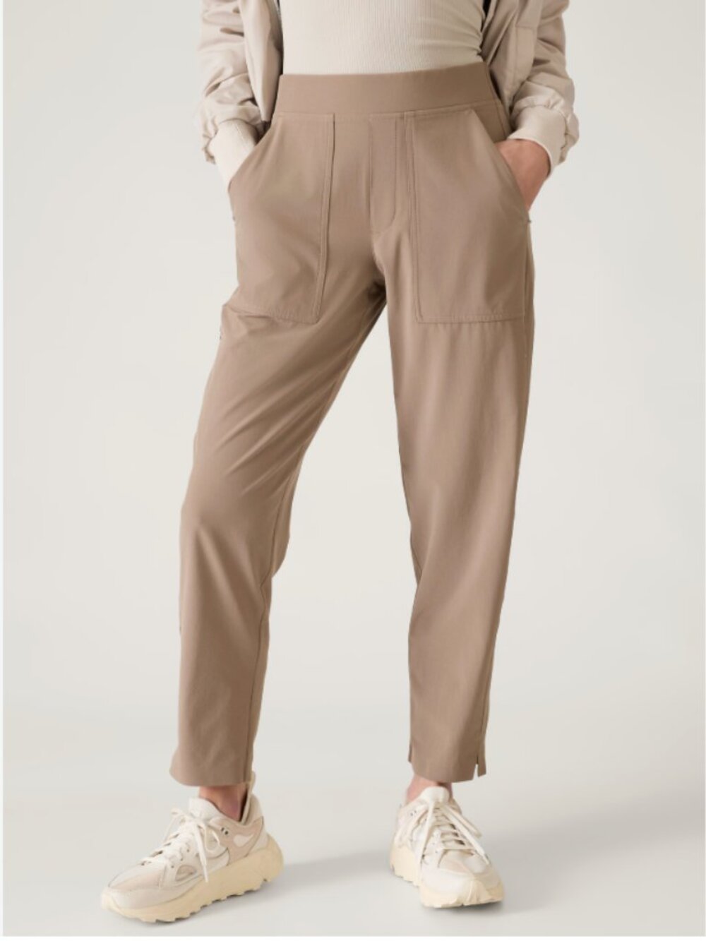 Athleta Brooklyn Women's Mid Rise Ankle Utility Pants Taupe Size 10